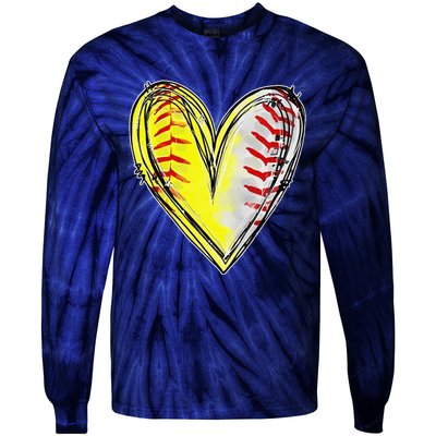 Mom Of Both Baseball Softball Mom Mothers Day Women Tie-Dye Long Sleeve Shirt