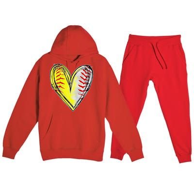 Mom Of Both Baseball Softball Mom Mothers Day Women Premium Hooded Sweatsuit Set