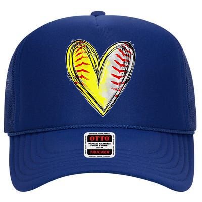 Mom Of Both Baseball Softball Mom Mothers Day Women High Crown Mesh Back Trucker Hat