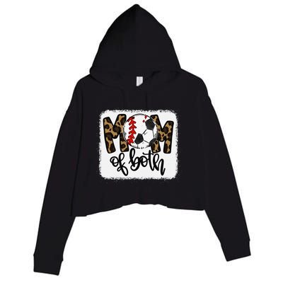 Mom Of Both Leopard Baseball Soccer Crop Fleece Hoodie