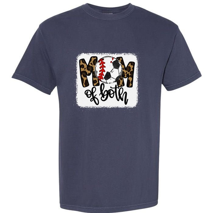 Mom Of Both Leopard Baseball Soccer Garment-Dyed Heavyweight T-Shirt