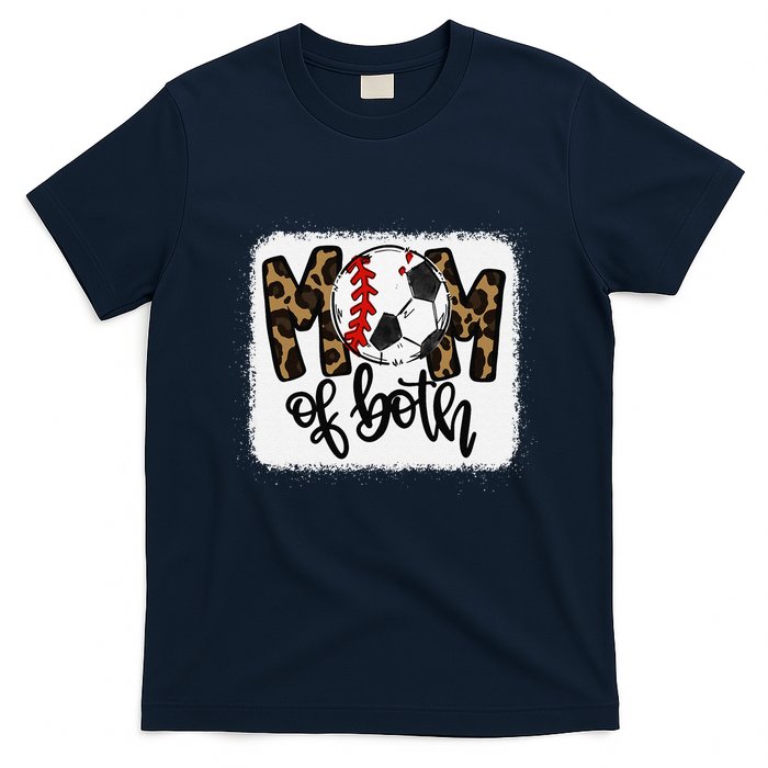 Mom Of Both Leopard Baseball Soccer T-Shirt