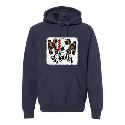 Mom Of Both Leopard Baseball Soccer Premium Hoodie