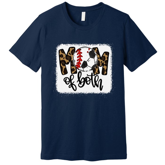 Mom Of Both Leopard Baseball Soccer Premium T-Shirt