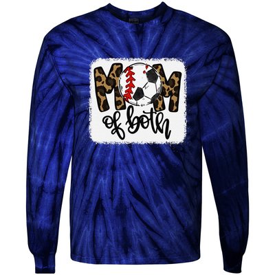 Mom Of Both Leopard Baseball Soccer Tie-Dye Long Sleeve Shirt