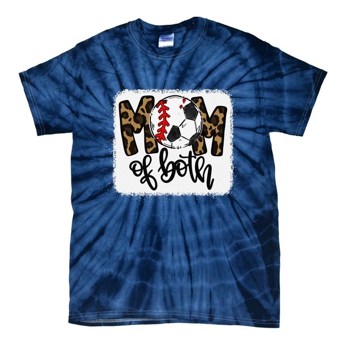 Mom Of Both Leopard Baseball Soccer Tie-Dye T-Shirt