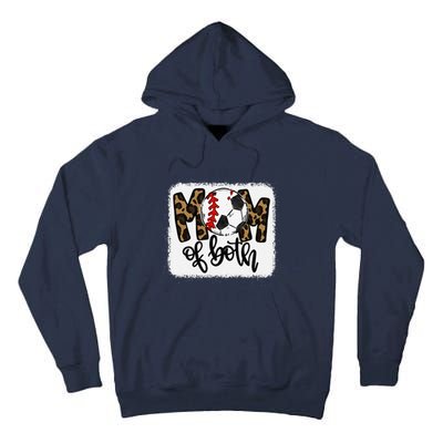 Mom Of Both Leopard Baseball Soccer Tall Hoodie