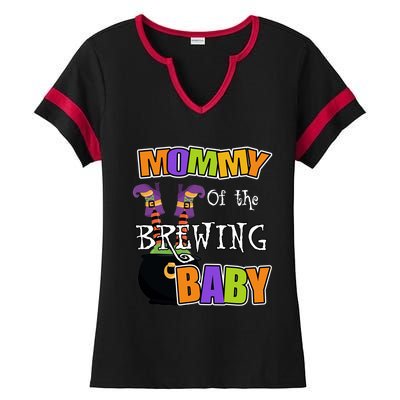 Mommy Of Brewing Halloween Theme Shower Spooky Gift Ladies Halftime Notch Neck Tee