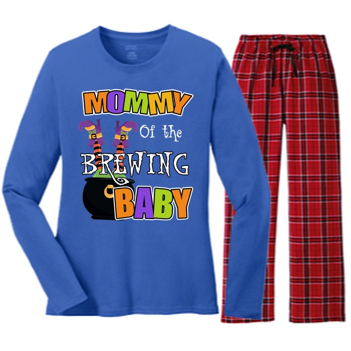 Mommy Of Brewing Halloween Theme Shower Spooky Gift Women's Long Sleeve Flannel Pajama Set 