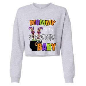 Mommy Of Brewing Halloween Theme Shower Spooky Gift Cropped Pullover Crew