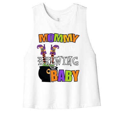 Mommy Of Brewing Halloween Theme Shower Spooky Gift Women's Racerback Cropped Tank