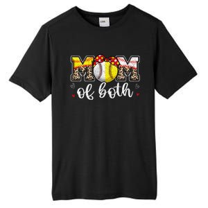 Mom Of Both Leopard Game Day Baseball Softball MotherS Day Tall Fusion ChromaSoft Performance T-Shirt