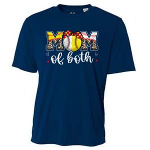 Mom Of Both Leopard Game Day Baseball Softball MotherS Day Cooling Performance Crew T-Shirt