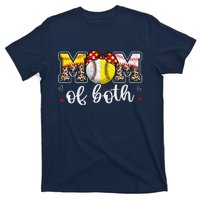 Mom Of Both Leopard Game Day Baseball Softball MotherS Day T-Shirt