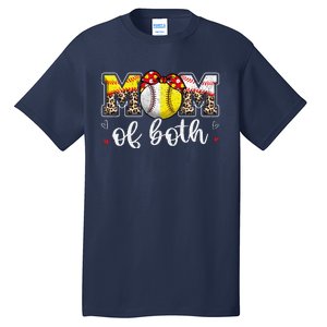 Mom Of Both Leopard Game Day Baseball Softball MotherS Day Tall T-Shirt