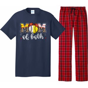 Mom Of Both Leopard Game Day Baseball Softball MotherS Day Pajama Set