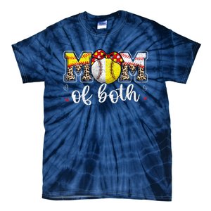 Mom Of Both Leopard Game Day Baseball Softball MotherS Day Tie-Dye T-Shirt