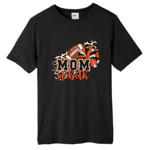 Mom Of Both Football Cheer Orange Black Pom Leopard Great Gift Tall Fusion ChromaSoft Performance T-Shirt