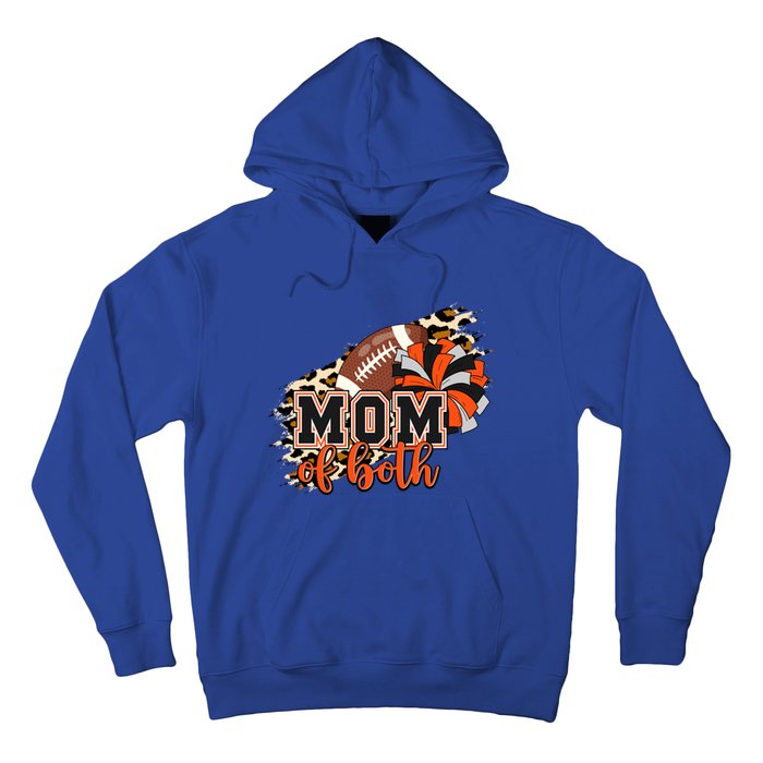 Mom Of Both Football Cheer Orange Black Pom Leopard Great Gift Hoodie