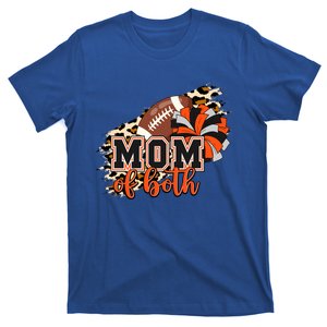 Mom Of Both Football Cheer Orange Black Pom Leopard Great Gift T-Shirt