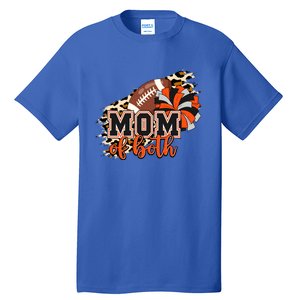 Mom Of Both Football Cheer Orange Black Pom Leopard Great Gift Tall T-Shirt