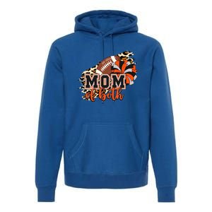 Mom Of Both Football Cheer Orange Black Pom Leopard Great Gift Premium Hoodie