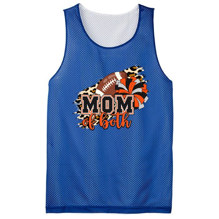 Mom Of Both Football Cheer Orange Black Pom Leopard Great Gift Mesh Reversible Basketball Jersey Tank