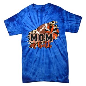 Mom Of Both Football Cheer Orange Black Pom Leopard Great Gift Tie-Dye T-Shirt