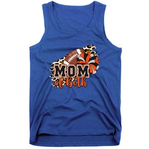 Mom Of Both Football Cheer Orange Black Pom Leopard Great Gift Tank Top