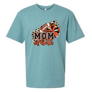 Mom Of Both Football Cheer Orange Black Pom Leopard Great Gift Sueded Cloud Jersey T-Shirt