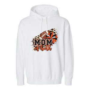 Mom Of Both Football Cheer Orange Black Pom Leopard Great Gift Garment-Dyed Fleece Hoodie