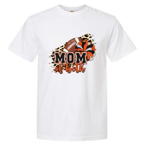 Mom Of Both Football Cheer Orange Black Pom Leopard Great Gift Garment-Dyed Heavyweight T-Shirt