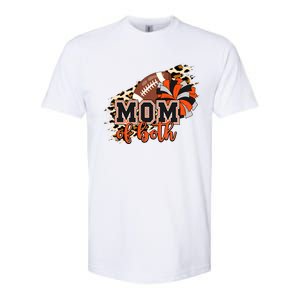 Mom Of Both Football Cheer Orange Black Pom Leopard Great Gift Softstyle CVC T-Shirt