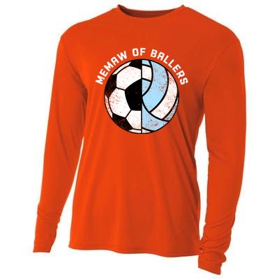 Memaw Of Ballers Funny Soccer Volleyball Grandma Memaw Gift Cooling Performance Long Sleeve Crew