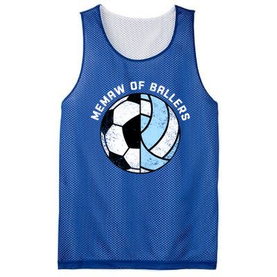 Memaw Of Ballers Funny Soccer Volleyball Grandma Memaw Gift Mesh Reversible Basketball Jersey Tank