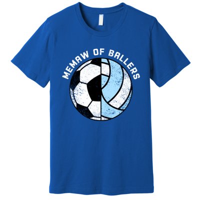 Memaw Of Ballers Funny Soccer Volleyball Grandma Memaw Gift Premium T-Shirt