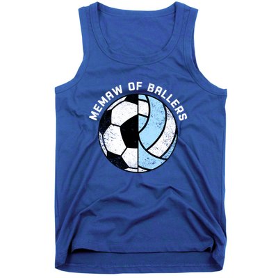 Memaw Of Ballers Funny Soccer Volleyball Grandma Memaw Gift Tank Top