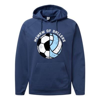 Memaw Of Ballers Funny Soccer Volleyball Grandma Memaw Gift Performance Fleece Hoodie