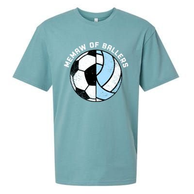 Memaw Of Ballers Funny Soccer Volleyball Grandma Memaw Gift Sueded Cloud Jersey T-Shirt