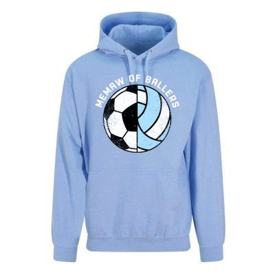 Memaw Of Ballers Funny Soccer Volleyball Grandma Memaw Gift Unisex Surf Hoodie