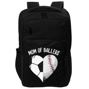 Mom Of Ballers Soccer Baseball Mama Heart Funny Gift Impact Tech Backpack