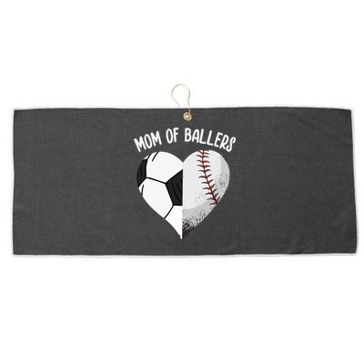 Mom Of Ballers Soccer Baseball Mama Heart Funny Gift Large Microfiber Waffle Golf Towel