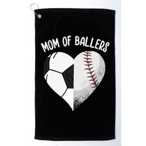 Mom Of Ballers Soccer Baseball Mama Heart Funny Gift Platinum Collection Golf Towel