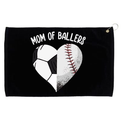 Mom Of Ballers Soccer Baseball Mama Heart Funny Gift Grommeted Golf Towel