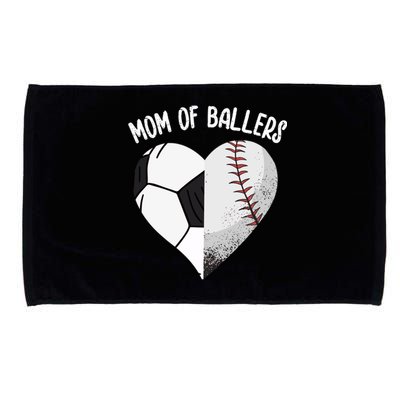 Mom Of Ballers Soccer Baseball Mama Heart Funny Gift Microfiber Hand Towel