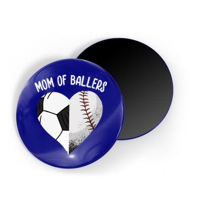 Mom Of Ballers Soccer Baseball Mama Heart Funny Gift Magnet