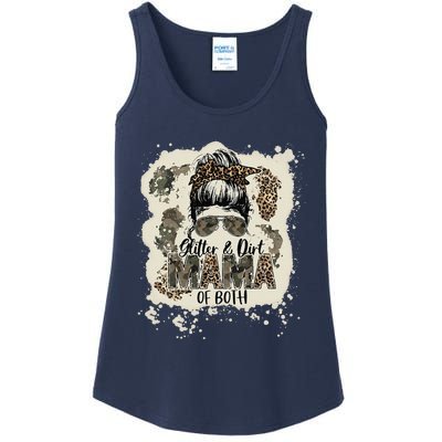 Mama Of Both Leopard Camo Messy Bun Bleached Ladies Essential Tank