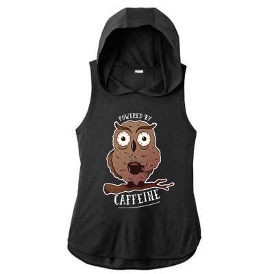 Monday Owl Coffee Caffeine Work Office Ladies PosiCharge Tri-Blend Wicking Draft Hoodie Tank