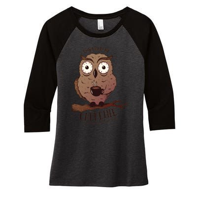 Monday Owl Coffee Caffeine Work Office Women's Tri-Blend 3/4-Sleeve Raglan Shirt