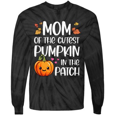 Mom Of Cutest Pumpkin In The Patch Halloween Thanksgiving Tie-Dye Long Sleeve Shirt